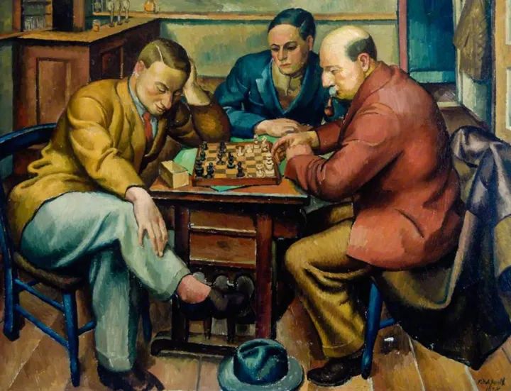 "Chess Players" 1928 Roland Vivian Pitchforth (1895–1982)