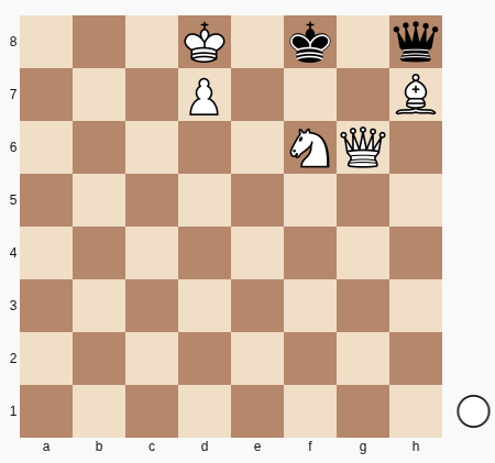 Jogam as Brancas, 3K1k1q/3P3B/5NQ1/8/8/8/8/8 Mate em 2